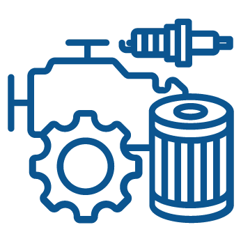 car filter, gear and spark plug connected