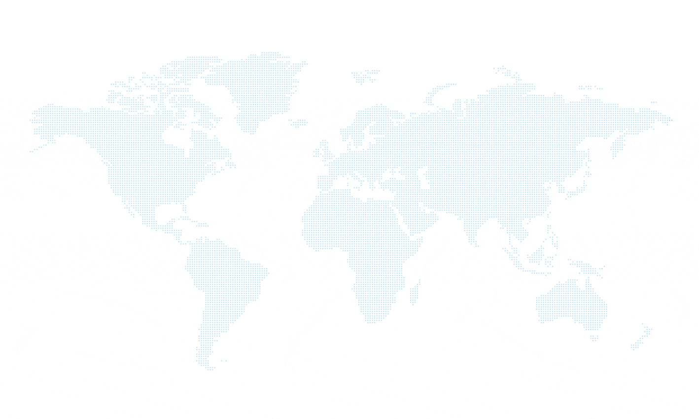 Minimalist global map represented with dots distributed across continents.